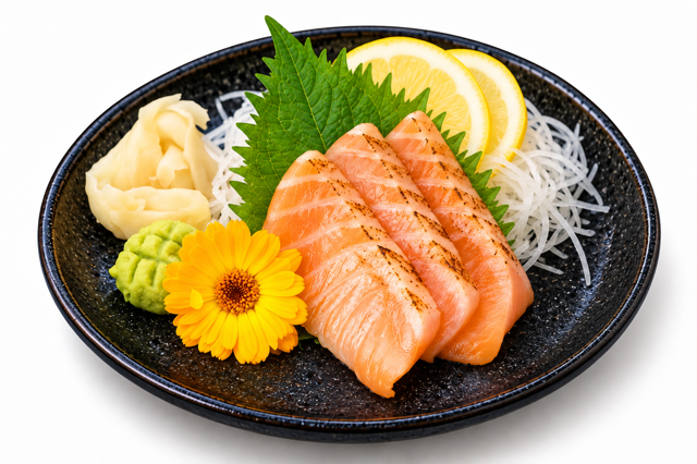Seared Salmon Sashimi.