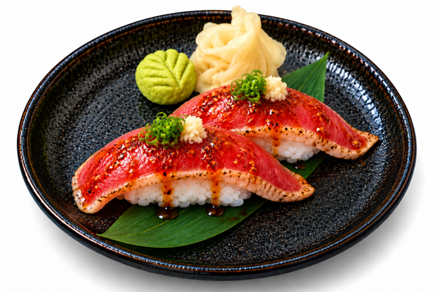 Spicy Garlic Tuna Tataki Sushi.