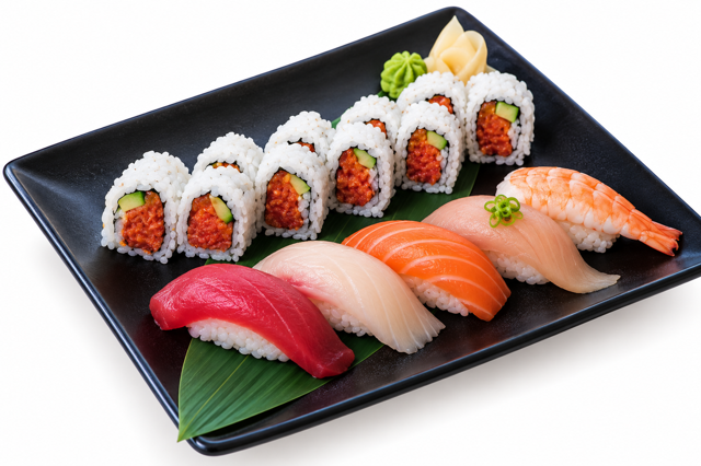 Sushi and Spicy Tuna Roll.