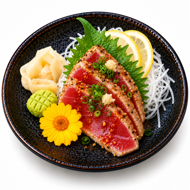 Spicy Garlic Tuna Tataki Sashimi.