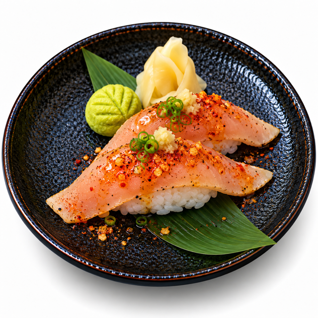 Spicy Garlic Albacore Tataki Sushi.