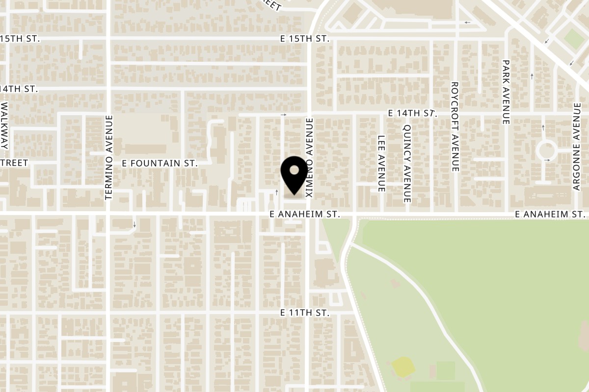 Map showing the location of Yanagi Kitchen Long Beach on 4333 East Anaheim St. in Long Beach