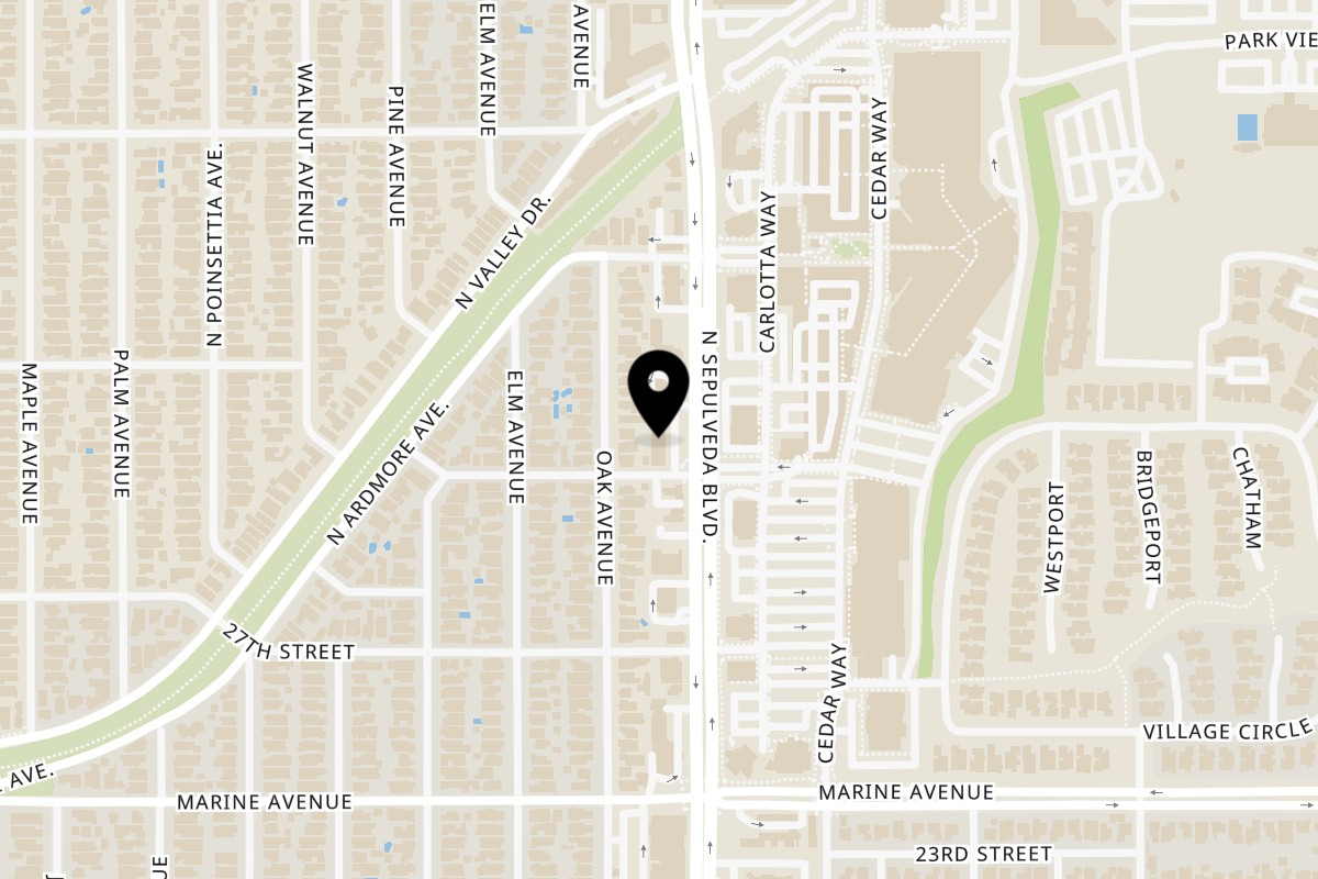 Map showing the location of Yanagi Kitchen Manhattan Beach on 3001 North Sepulveda Blvd. in Manhattan Beach